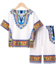 Kids White Dashiki Set